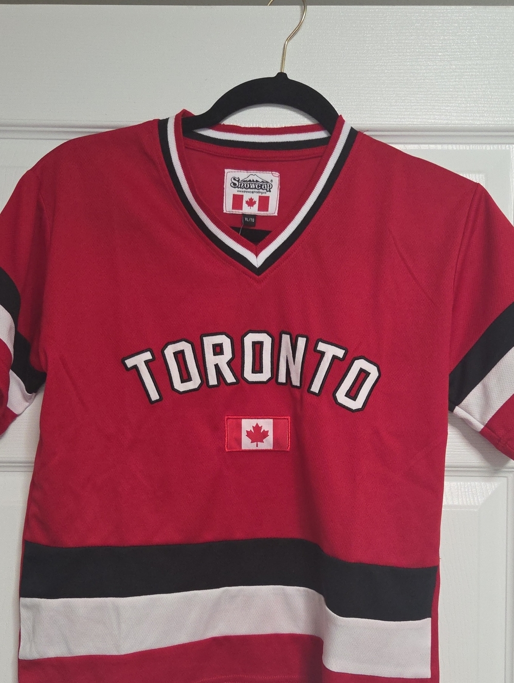 Toronto Red Hockey Jersey with Canadian Flag